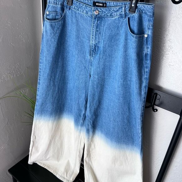 Missguided wide leg baggy high waist ombré jeans size 14 - Picture 5 of 14